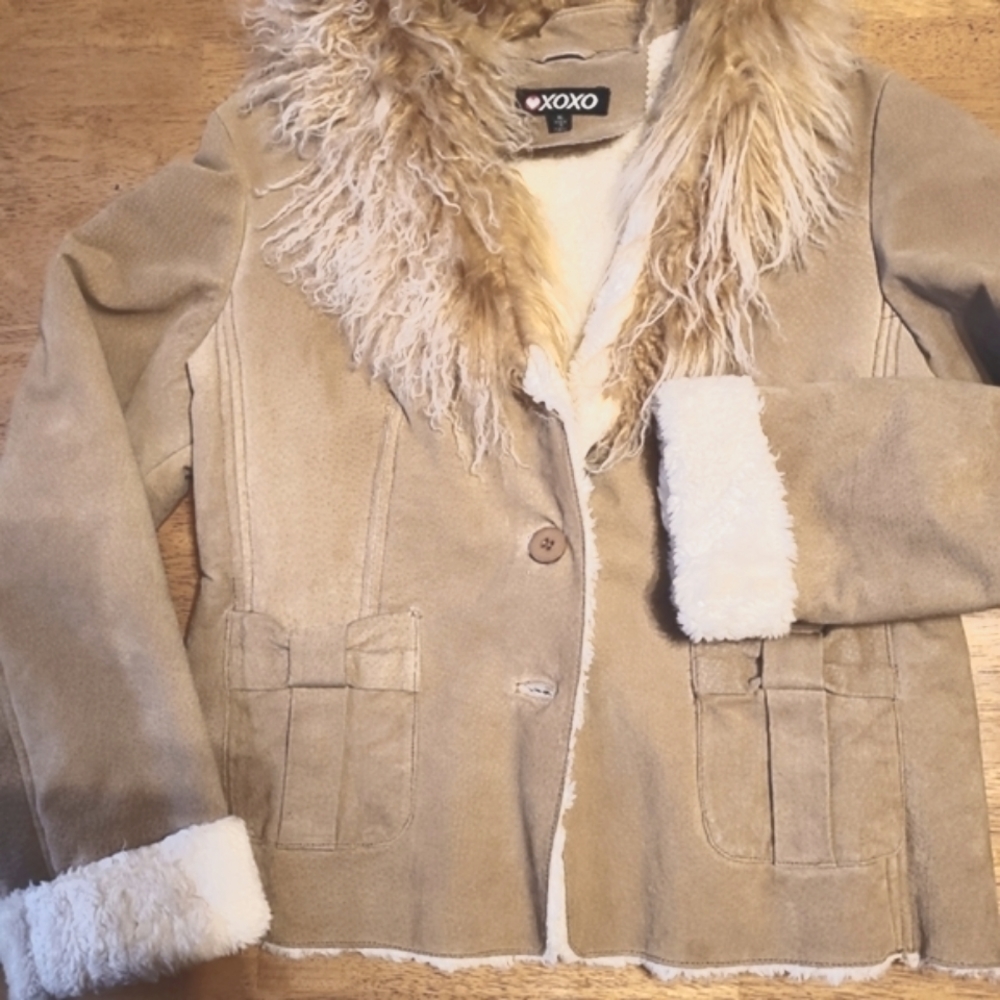 Suede  Mongolian fur and faux fur jacket by XOX0